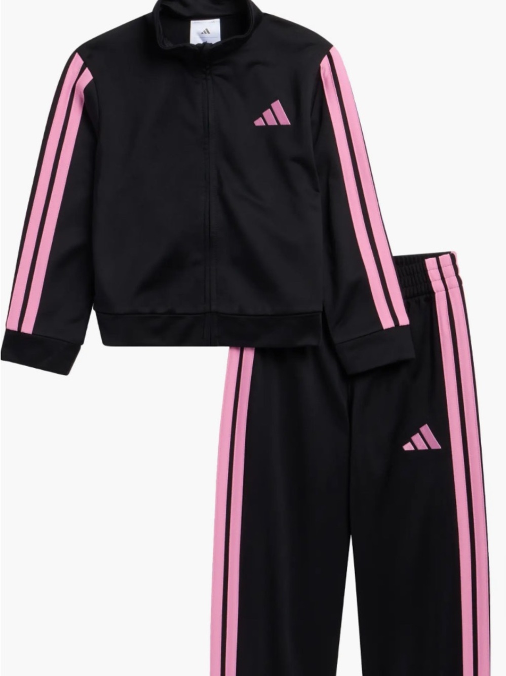 adidas Black and Pink Kids Track Set